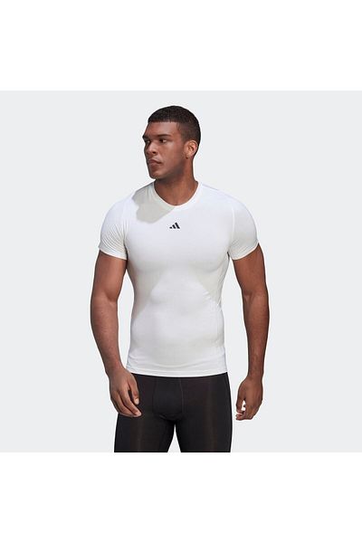 adidas Ανδρικό λευκό μπλουζάκι προπόνησης Techfit (HK2335)