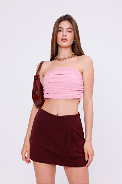 LA PANTE Yan Pileli Şort Etek