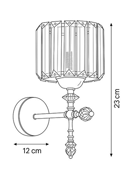 İstanbul Avize Cabo Tekli Eskitme Y-10 Kristal Taşlı Aplik