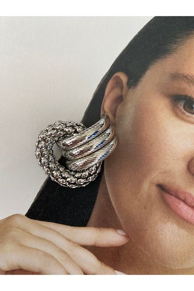 Pinery Jewels Pair of 3 Ring Silver Brass Plated Earrings