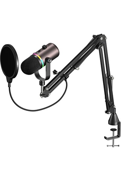 Havit ميكروفون Gamenote GK63 PRO RGB Gaming Professional Gamer Streamer وميكروفون مع حامل مكتبي