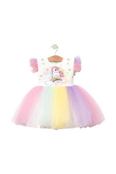 falcomini Girl's Unicorn Printed Tulle Dress 1/9 Years