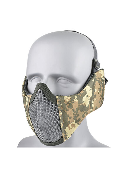 Choice قناع تكتيكي نصف وجه للعبة Airsoft من ACU Zlangsports، قابل للطي، شبكي معدني، واقي للأذن، قابل للتعديل، CS War