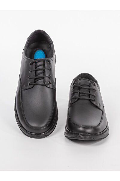 Black Vein Erkek Hakiki Deri Ultra Rahat Jelli Bağcıklı Siyah Günlük Baba Ayakkabısı Bva-3