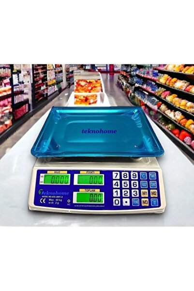teknohome Elektronik Şarjlı 40 Kg Terazi Hassas Bakkal Market Kasap Terazisi Tezgah Üstü Terazi