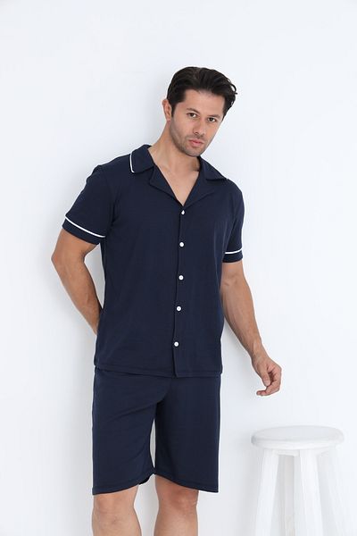ELİTOL Men's Short Sleeve Button Shorts Suit