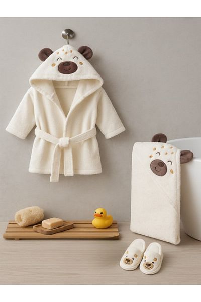 Bebitof Cute Puppy Baby Bathrobe Set