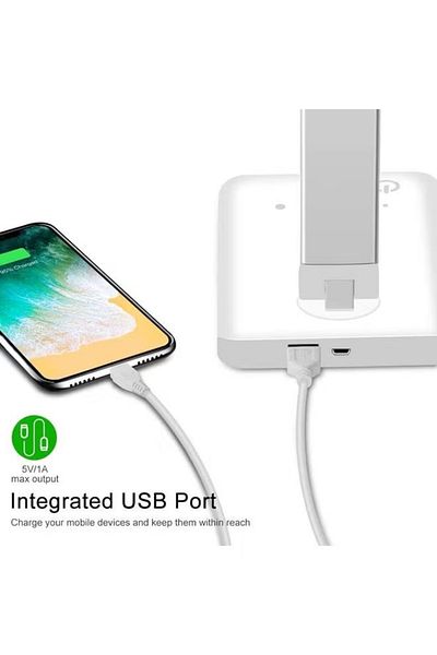 COOYA LED eye protection desk lamp, 5-speed adjustment, foldable, USB port, wireless fast charging, white
