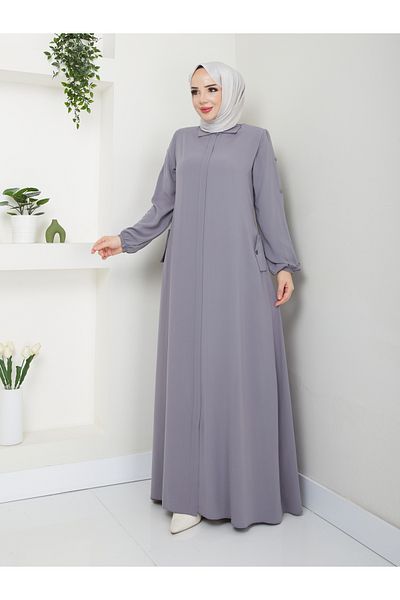 MODA ESRE FASHION Hijab Clothing Crepe Fabric Mevlana Ferace Gray Color