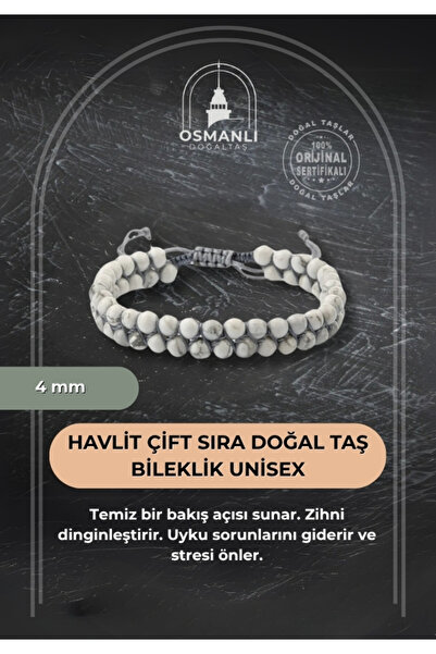 OSMANLI DOĞAL TAŞ سوار من الحجر الطبيعي بصف مزدوج 4 مم للجنسين