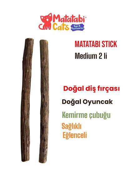 MATATABİ CATS Stick Medium Natural Cat Chew Stick, Cat Toy 2 Pack (Not catnip/mint)