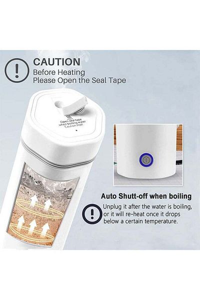 COOYA 350ml electric mug,5-minute fast boiling,300W,sealed and portable,for travel,easy to clean,white