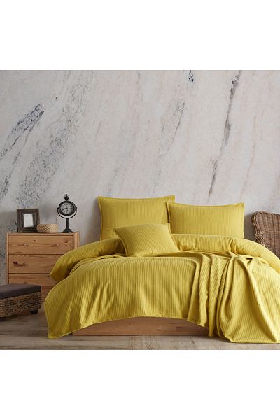 Lief Home 100% Cotton Knitted Patterned Multi-Purpose Bedspread| 220x230
