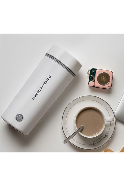 COOYA 350ml electric mug,5-minute fast boiling,300W,sealed and portable,for travel,easy to clean,white