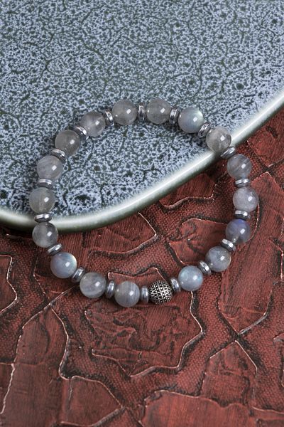 Saff Doğal Taş Certified Labradorite & Hematite Natural Stone Bracelet