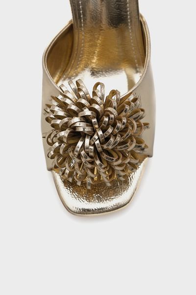 Capone Outfitters Lory Medium Heeled Floral Metallic Women's Slippers