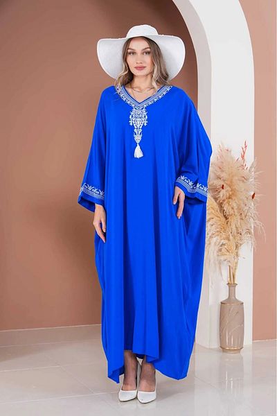 My Blog Φόρεμα Saks Blue με γιακά και μανίκια με κέντημα με φούντα - 2020