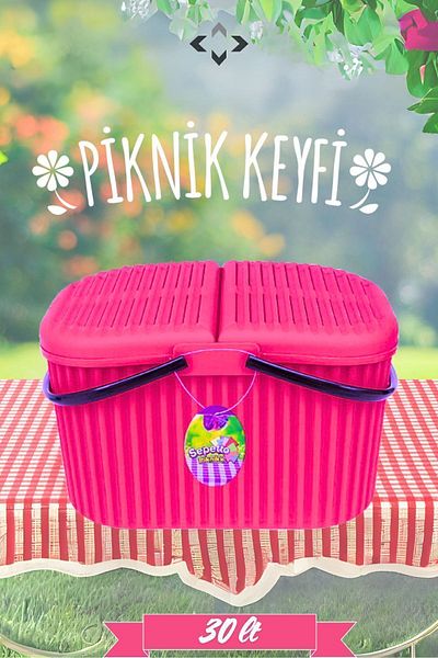 LİGROUND XXL Pink - Large Size Picnic Basket Set for Large Families 3 Pieces
