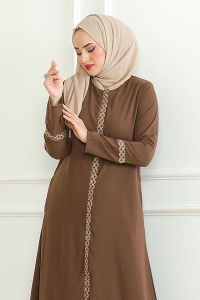ISTANBUL STYLES Креп плат, бродиран с цип, фейс