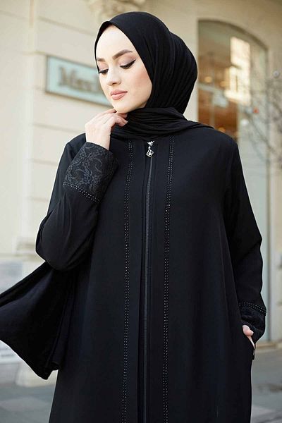 ISTANBUL STYLES Μανίκια μεγάλου μεγέθους Δαντέλα Γυναικεία μανίκια Ferace Λεπτομερή κοσμήματα λέιζερ από ύφασμα κρεπ Ferace