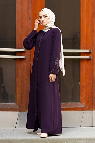 ISTANBUL STYLES Μεγάλου μεγέθους πέτρινο ριγέ γυναικείο μανίκι Ferace Λεπτομέρειες Laser Stone Crepe Fabric Ferace