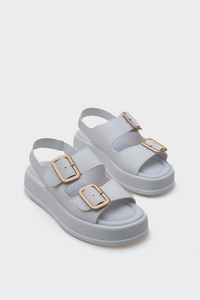 Capone Outfitters Damensandalen mit Keilabsatz und doppelter Riemenschnalle