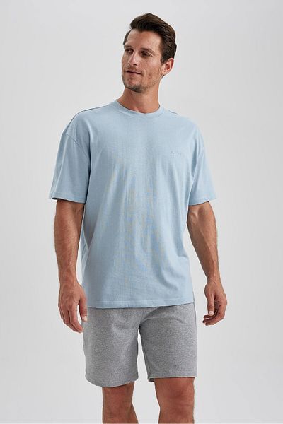 DeFacto Μπλουζάκι με κοντό μανίκι Oversize Wide Fit Crew Neck Basic B0662axns