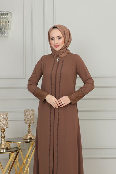 ISTANBUL STYLES Μανίκια μεγάλου μεγέθους Δαντέλα Γυναικεία μανίκια Ferace Λεπτομερή κοσμήματα λέιζερ από ύφασμα κρεπ Ferace