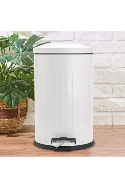 Evidea Living Vintage Çöp Kovası - Beyaz - 16 lt