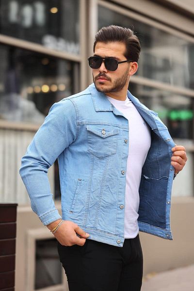 Pobudo Ice Blue Vintage Men's Denim Jacket