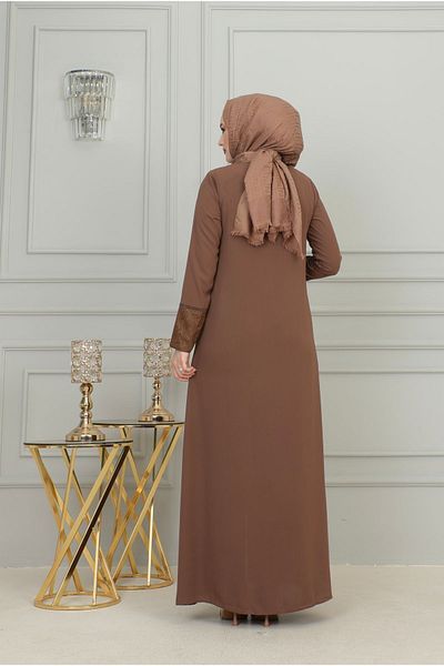 ISTANBUL STYLES Ръкави с големи размери Дантела Дамски ръкав Ferace Детайлен лазерен скъпоценен креп плат Ferace