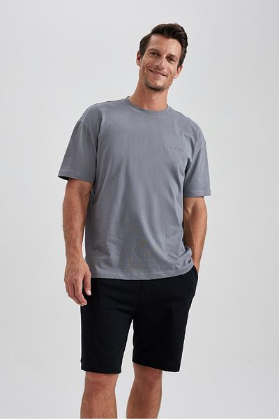 DeFacto Μπλουζάκι με κοντό μανίκι Oversize Wide Fit Crew Neck Basic B0662axns