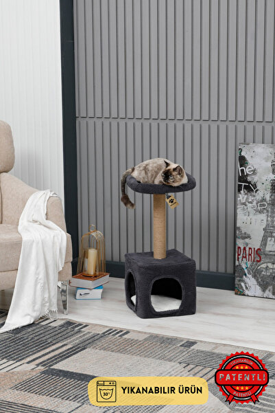 PATİSTORE Bodrum Antrasit Wellsoft Kumaşlı Yıkanabilir Kedi Tırmalama Ve Oyun...