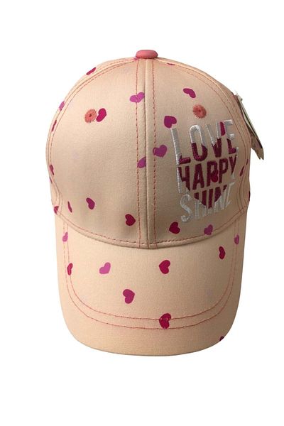 wakawakakidsstore Heart Patterned "Love Happy Shine" Written Girl's Hat