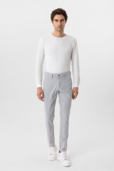 SÜVARİ Gray Slim Fit Dobby Canvas Trousers