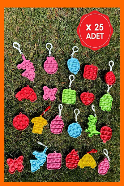 Hyd 25 Pieces Toy Popit Keychain Preschool Gift Birthday Gift Karne Gift