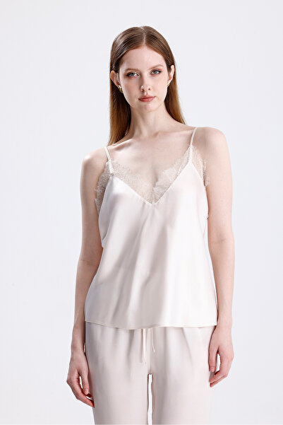 Laperissa Kadın Dantelli Saten Ip Askılı Uzun Pijama Takımı Şık Ve Rahat Gece Giyim