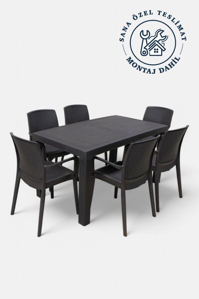 Niron Maya 6 Kişilik Rattan Plastik Bahçe Masa Sandalye Takımı Özel Teslimat ve Montaj
