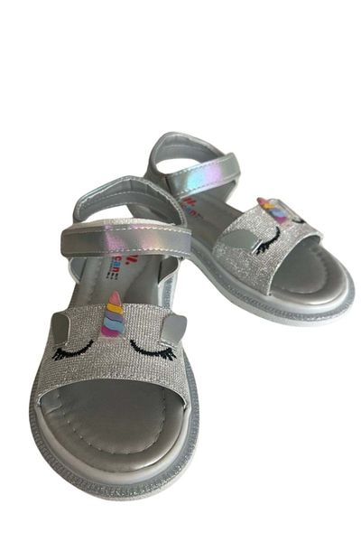 wakawakakidsstore Unicorn Figured Sparkling Silver Girls Sandals