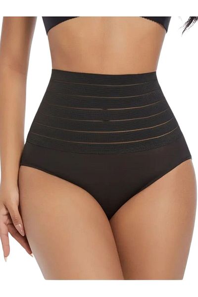 MİSTİRİK Buturo Model Abdominal and Belly Enhancing Elastic Waist Large Size Panties Corset Black Color