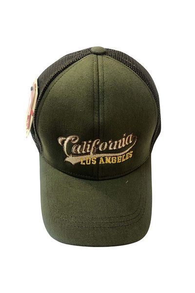 wakawakakidsstore California Los Angeles" Written Beige Brown Mesh Children's Hat