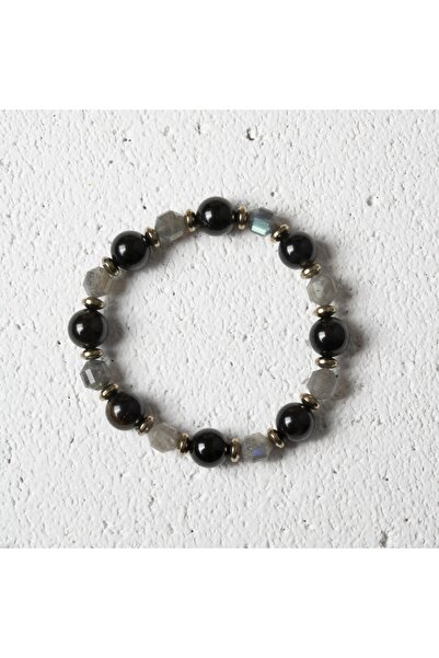 OSMANLI DEĞERLİ TAŞ Osmanlı Değerlitaş Karanlık Işık – Sertifikalı Doğal Obsidyen ve Labradorit Taşı Bileklik