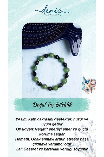 Deniz Doğal Taş Certified Garnet & Citrine & Hematite Natural Stone Bracelet