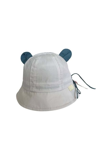 wakawakakidsstore Μπεζ καπέλο μωρού με κορδόνια με ακουστικά