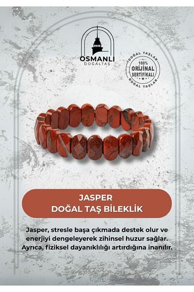 OSMANLI DOĞAL TAŞ Jasper Natural Stone Wide Cut Bracelet