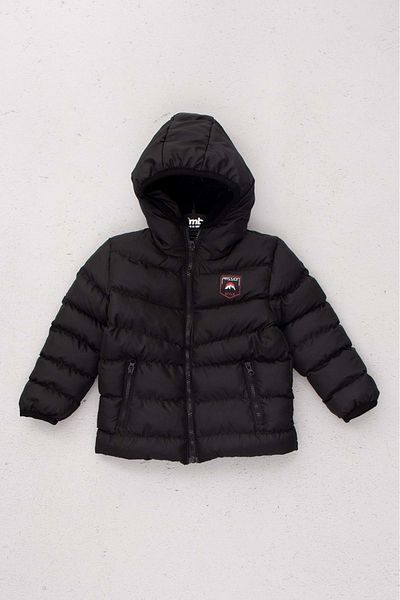 wakawakakidsstore Fleece Inside Hooded Zipper Closure Boy's Coat - Black - Age 2