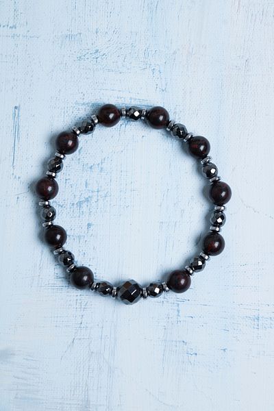 Deniz Doğal Taş Certified Jasper and Hematite Natural Stone Bracelet