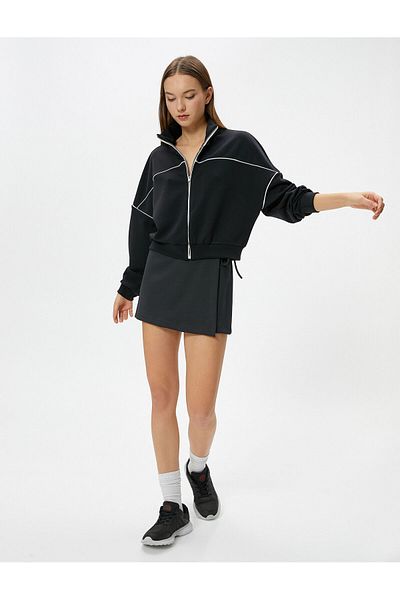 Koton Zippered Sports Sweatshirt Modal Fabric Striped Comfortable Fit