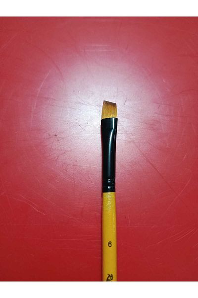 Rich 280 Series Side Cut Tip Synthetic Brush No:6 Suitable for Use in Oil, Acrylic and Gouache Paint