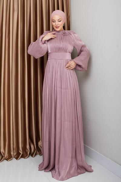 Olcay Βραδινό φόρεμα Yoryo με πλισέ λουλούδια με λεπτομέρειες ROSE 1240